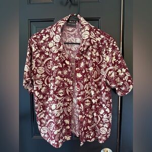Tracy Evans Men's Burgundy and White Floral Shirt